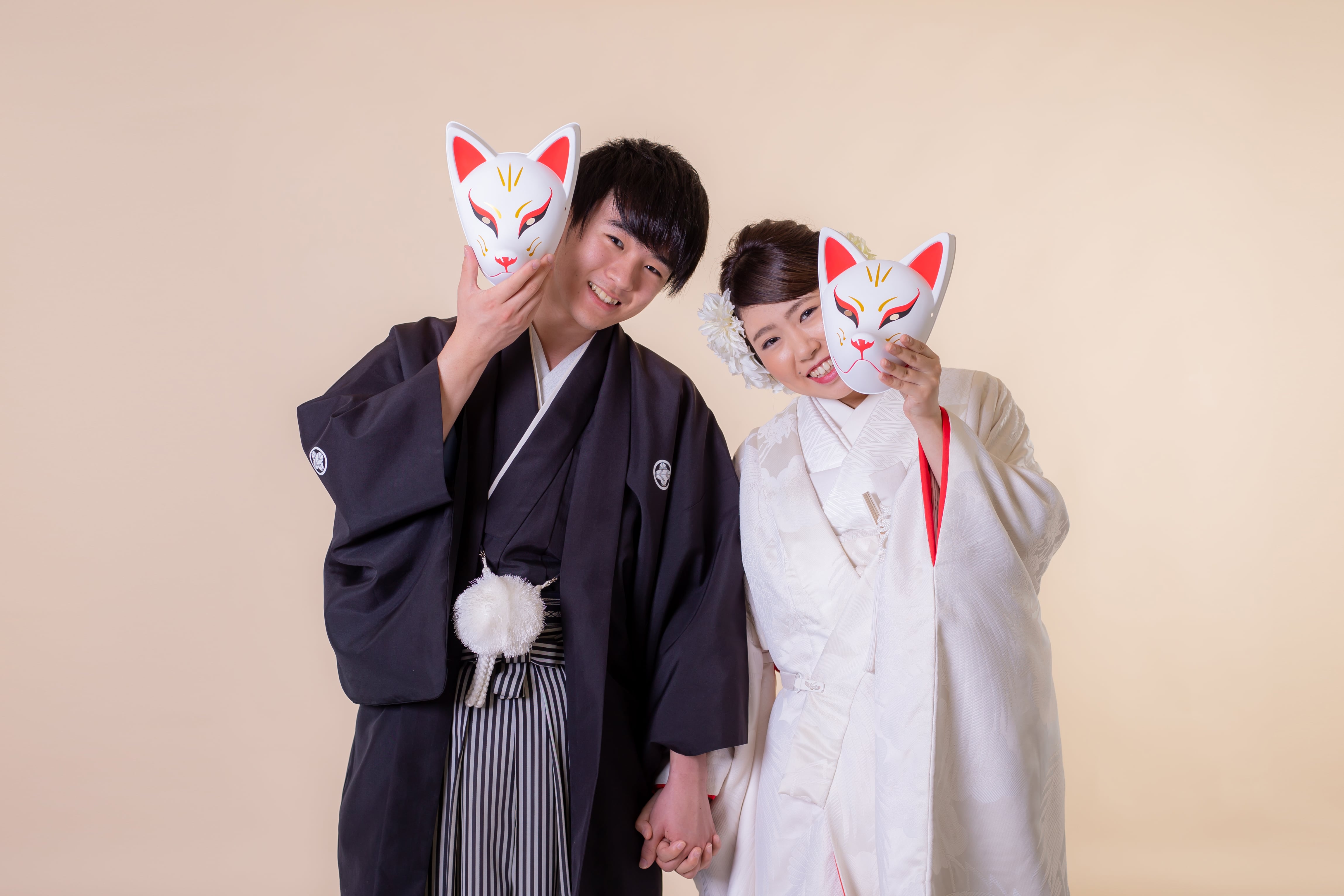 和装 狐 猫 お面 小物 前撮り 結婚式 アイテムにおススメです♡ - 水着/浴衣